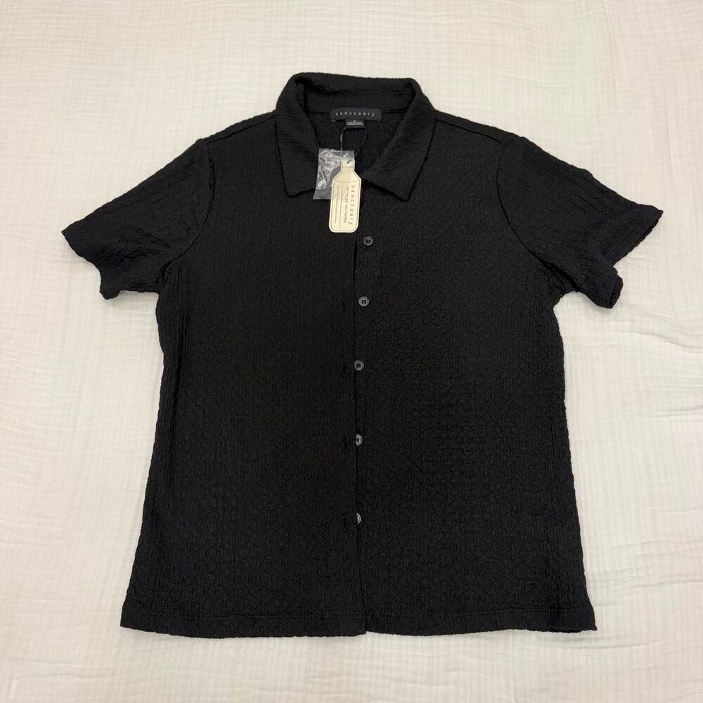 sanctuary black textured button down shirt